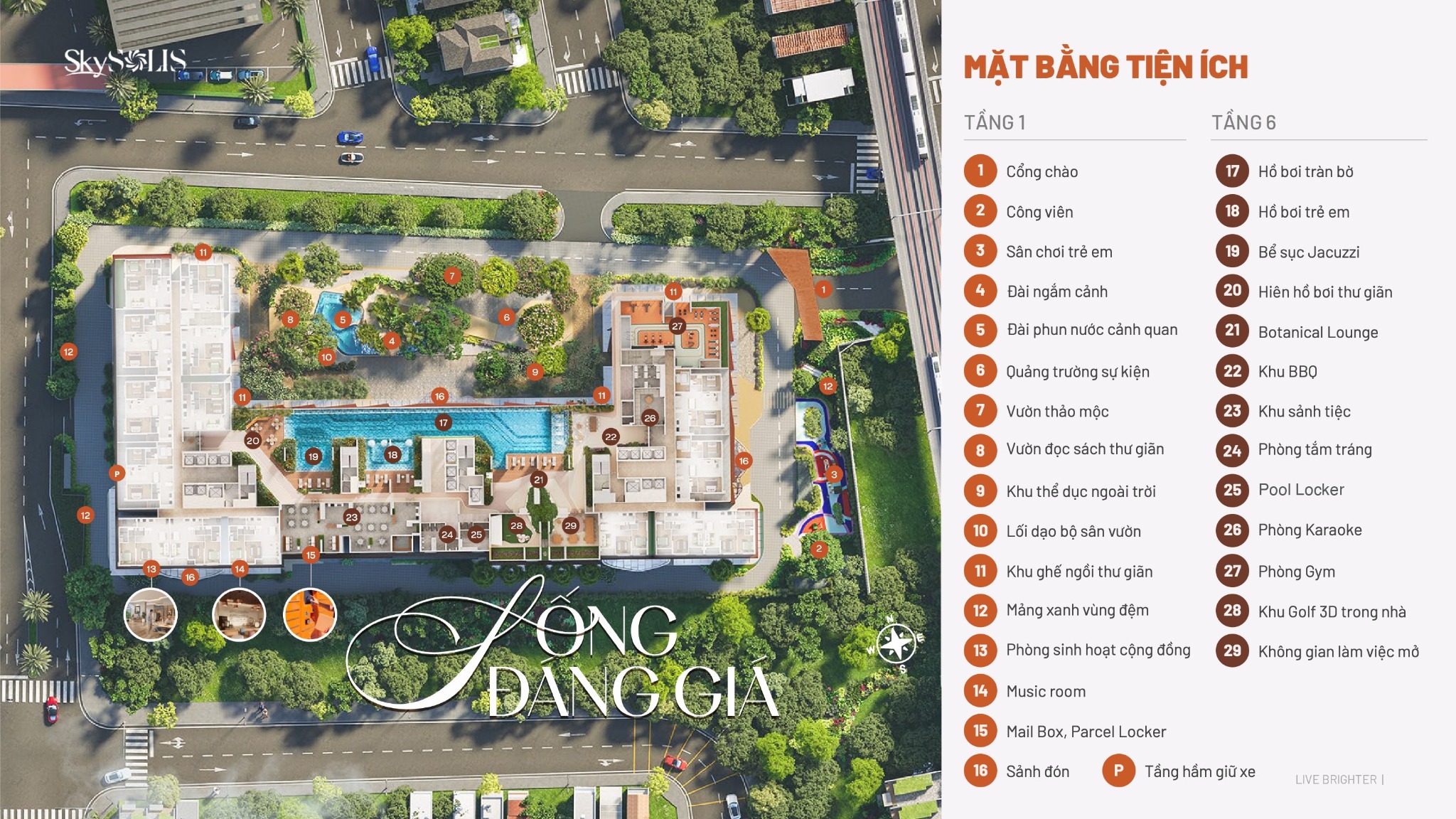 Mặt bằng 29 tiện ích SkySolis